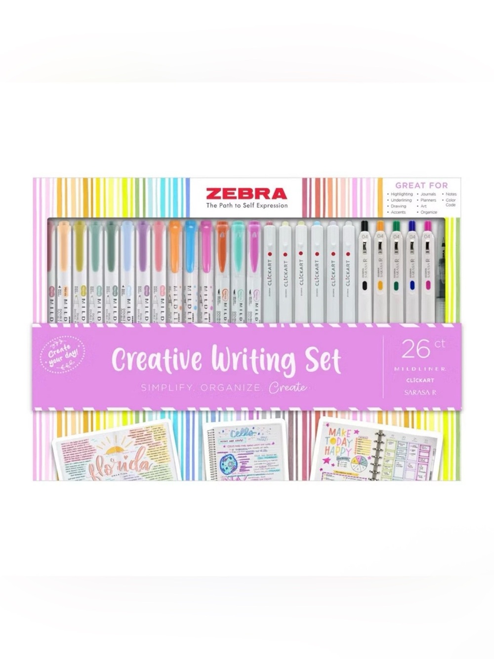 Zebra Creative Writing Set - Assorted Pastel and Neutral Colors, 26-Pack